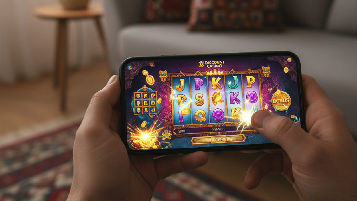 Mobil cihazda oynanan Discount Casino yeni slotlar ile kesintisiz ve eğlenceli oyun deneyimi.